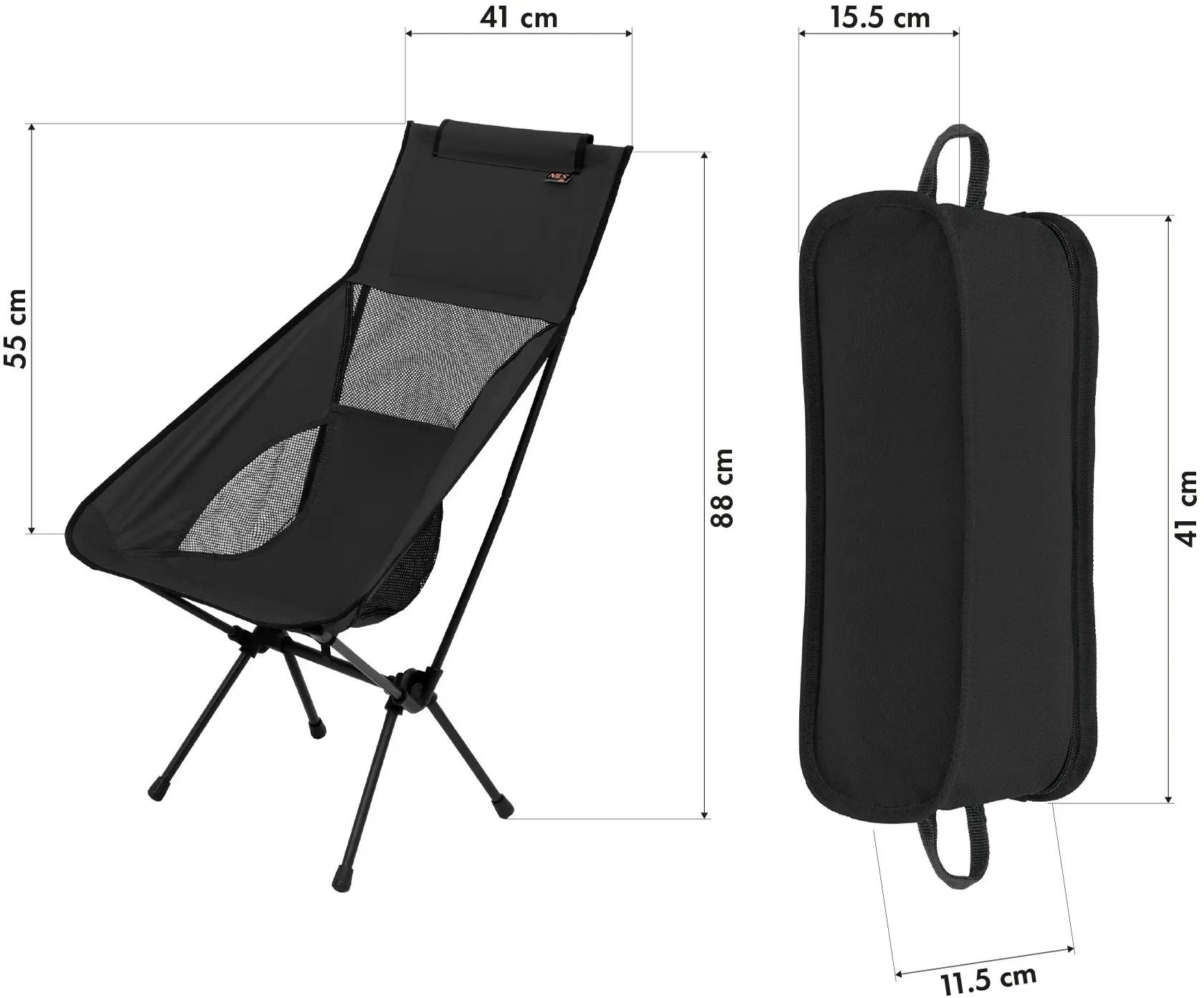 Scaun pliabil Nils Camp NC3321 (Black) - 10