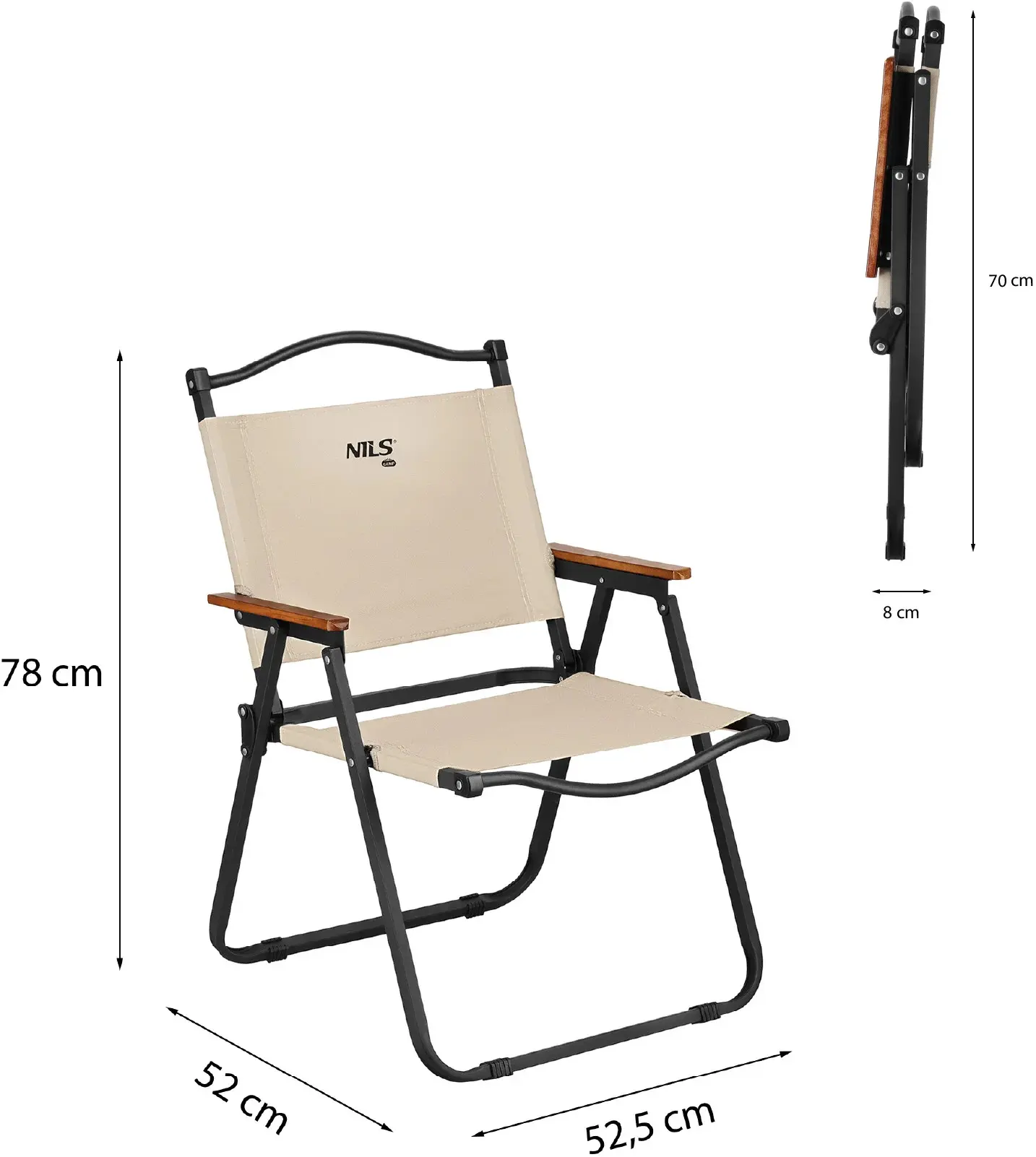 Scaun pliabil Nils Camp NC4307 (Beige) - 6