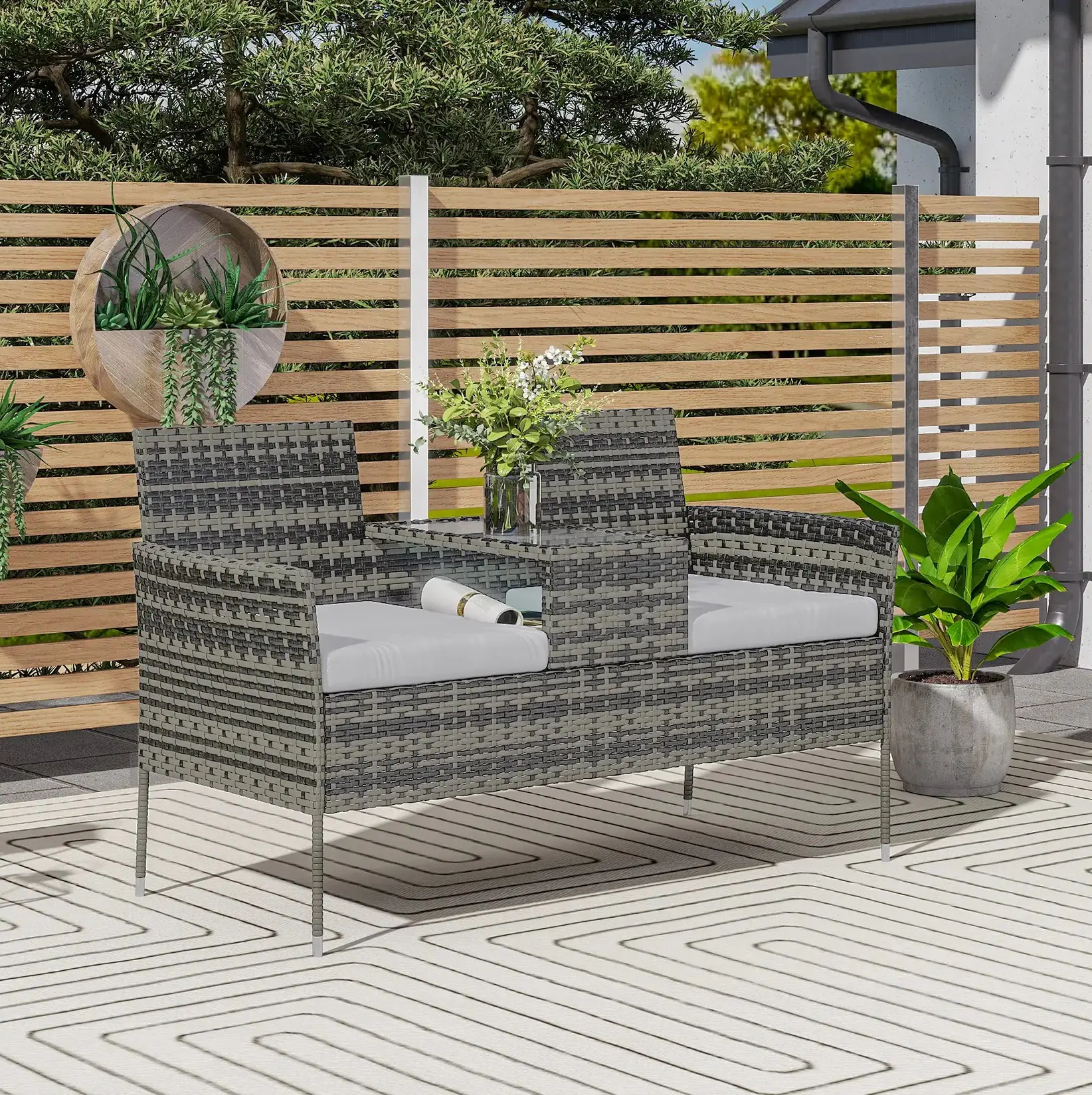 Scaun dublu de gradina Outsunny 867-181V71CG (Grey) - 6