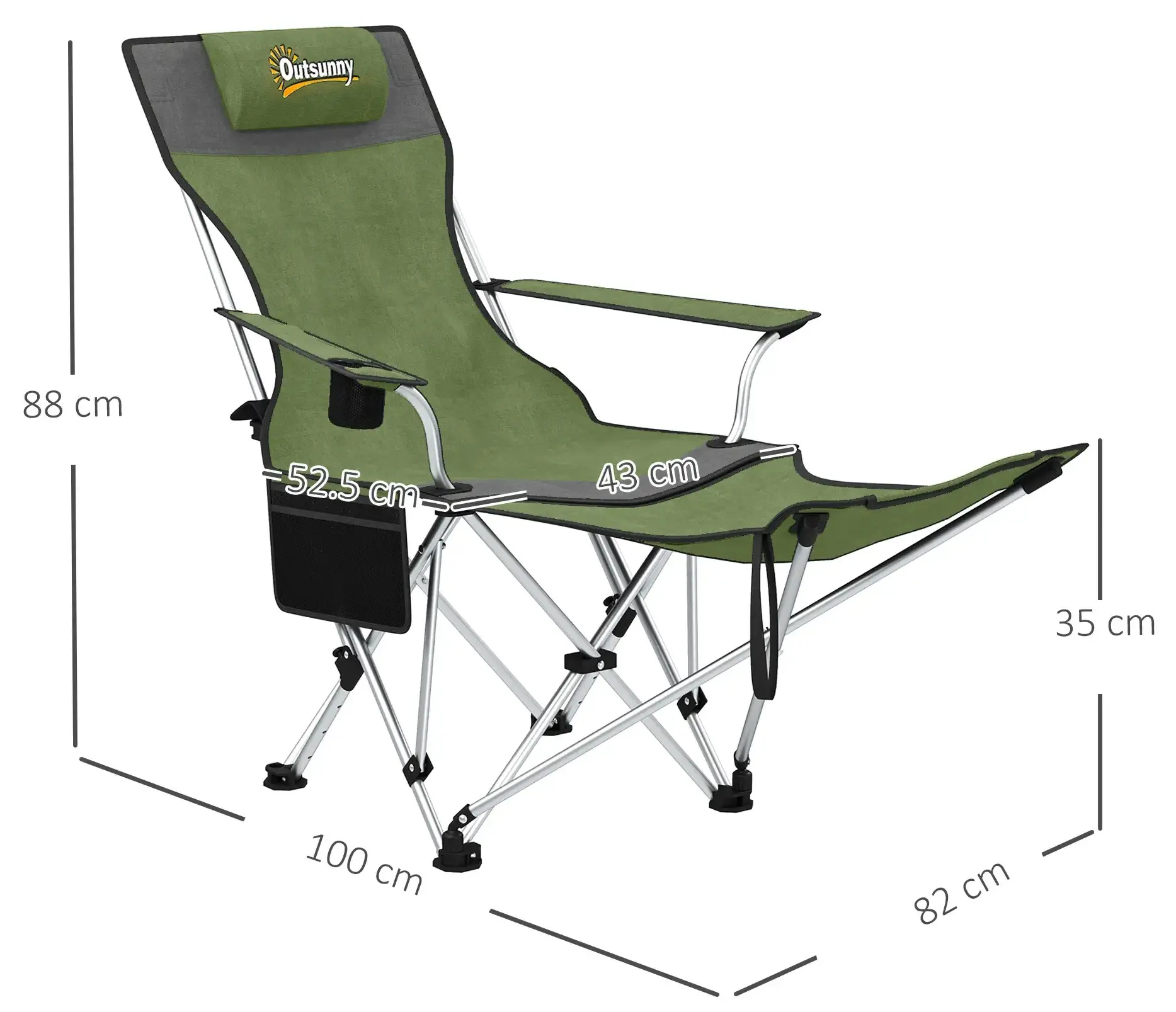 Set scaune de camping Outsunny A20-513V00DG (Dark Green) - 4