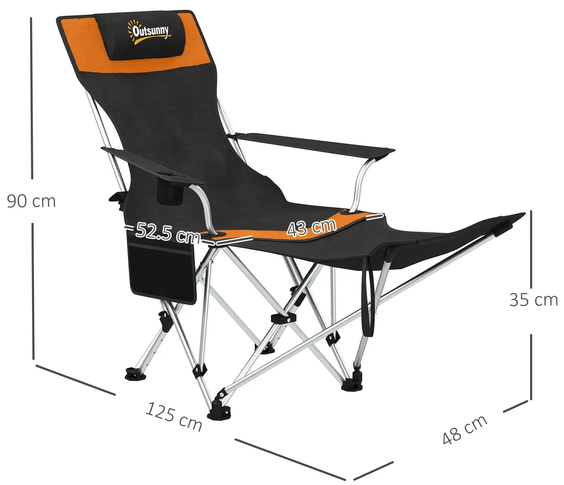 Set scaune de camping Outsunny A20-513V00OG (Black/Orange) - 4