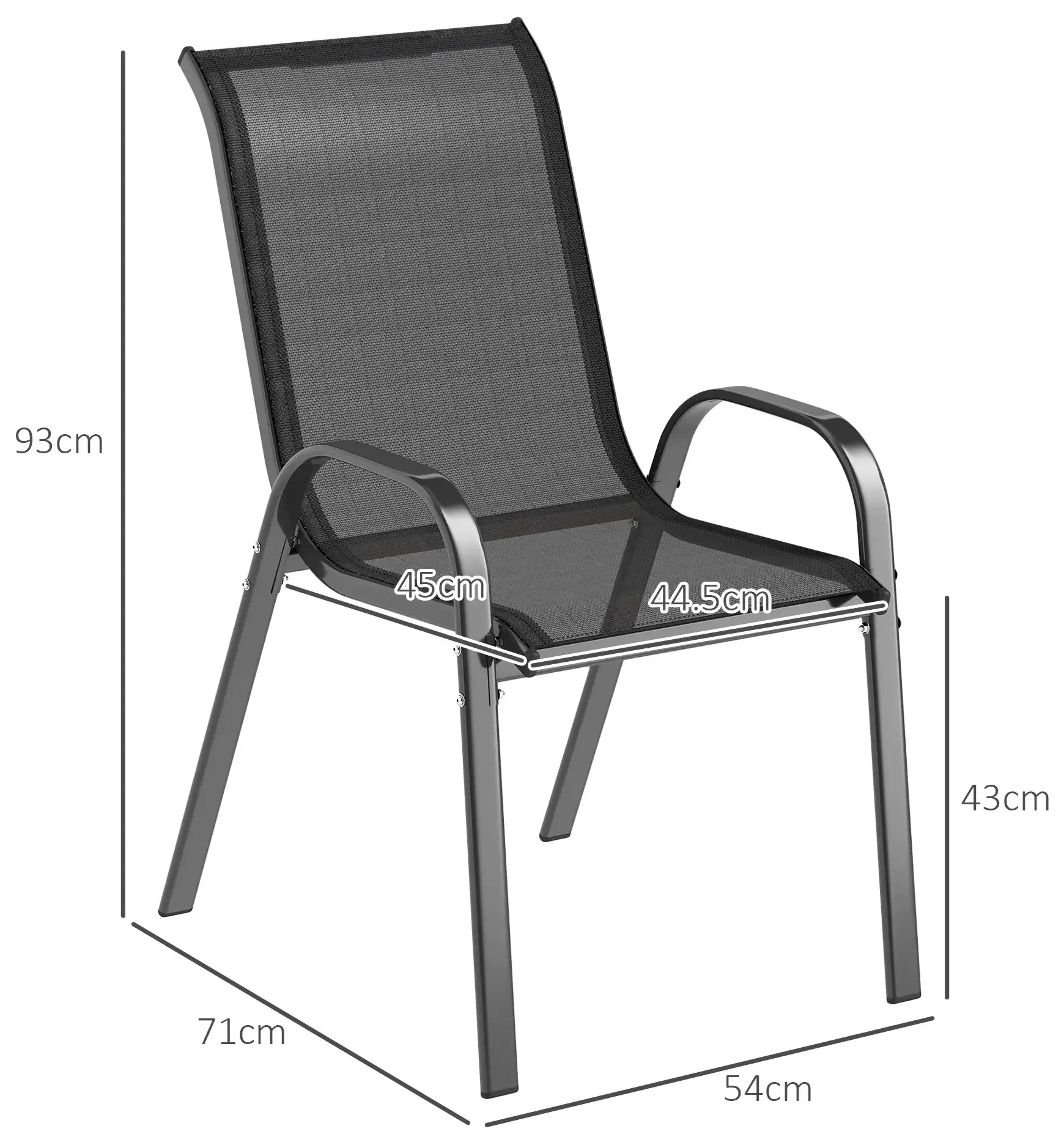 Комплект садовых стульев Outsunny 84G-668V01BK (Black) - 3