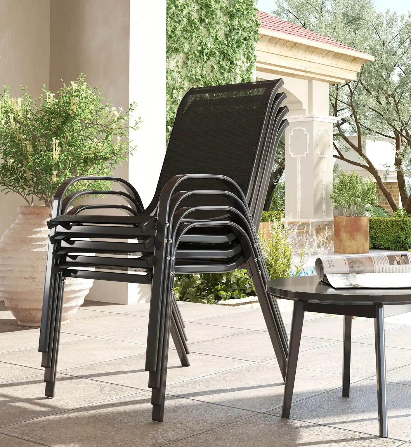 Комплект садовых стульев Outsunny 84G-668V01BK (Black) - 7