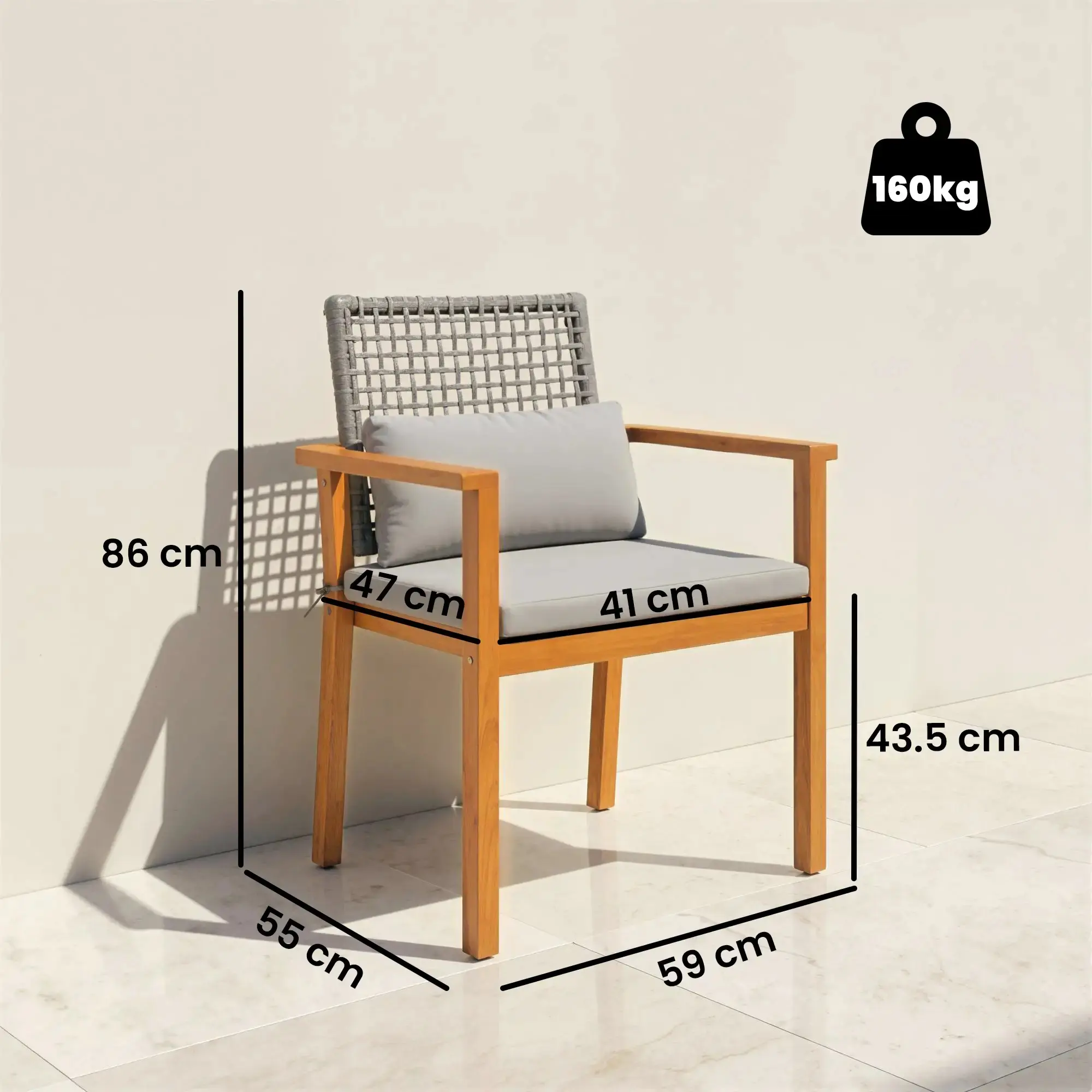 Комплект садовых стульев Outsunny 84G-862V91TK (Teak/Grey) - 4