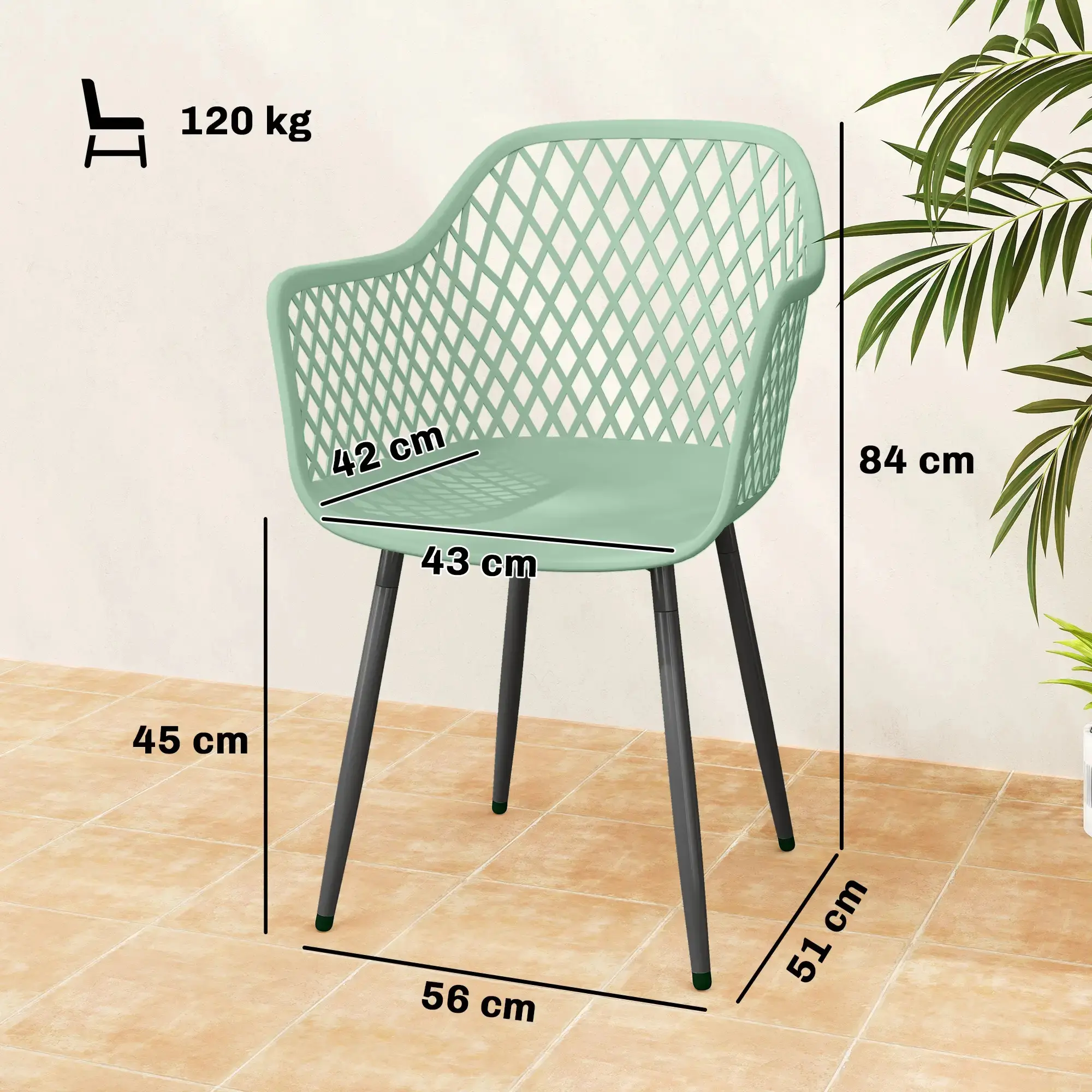 Комплект садовых стульев Outsunny 84G-931V00GN (Green) - 3