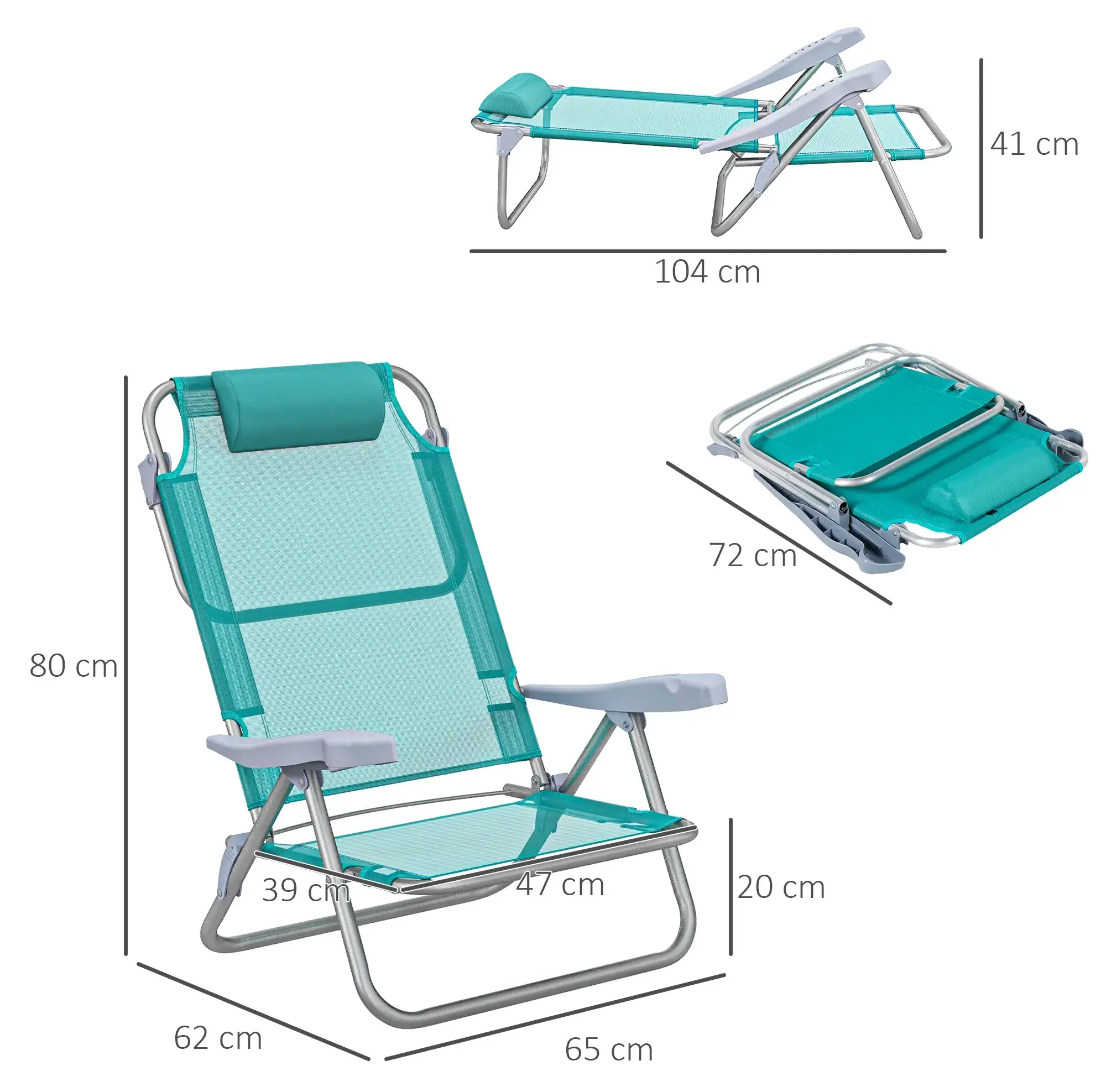 Комплект стульев Outsunny A20-380V00NU (Turquoise) - 4
