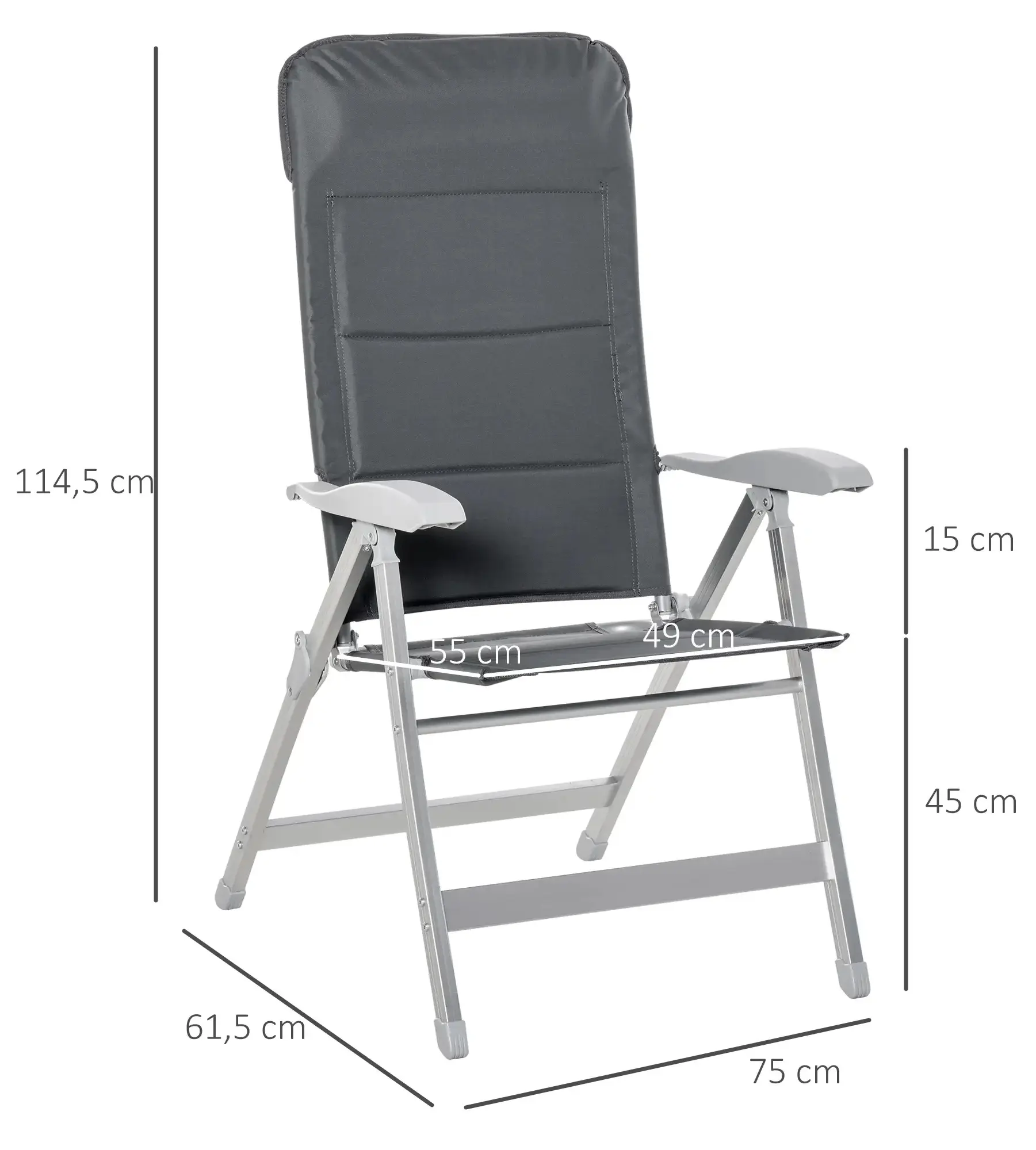 Scaun pliabil de gradina Outsunny 84B-566CG (Grey) - 4