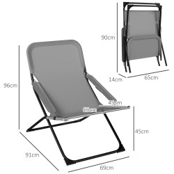 Scaun pliabil de gradina Outsunny 84G-373V00GY (Grey) Thumb