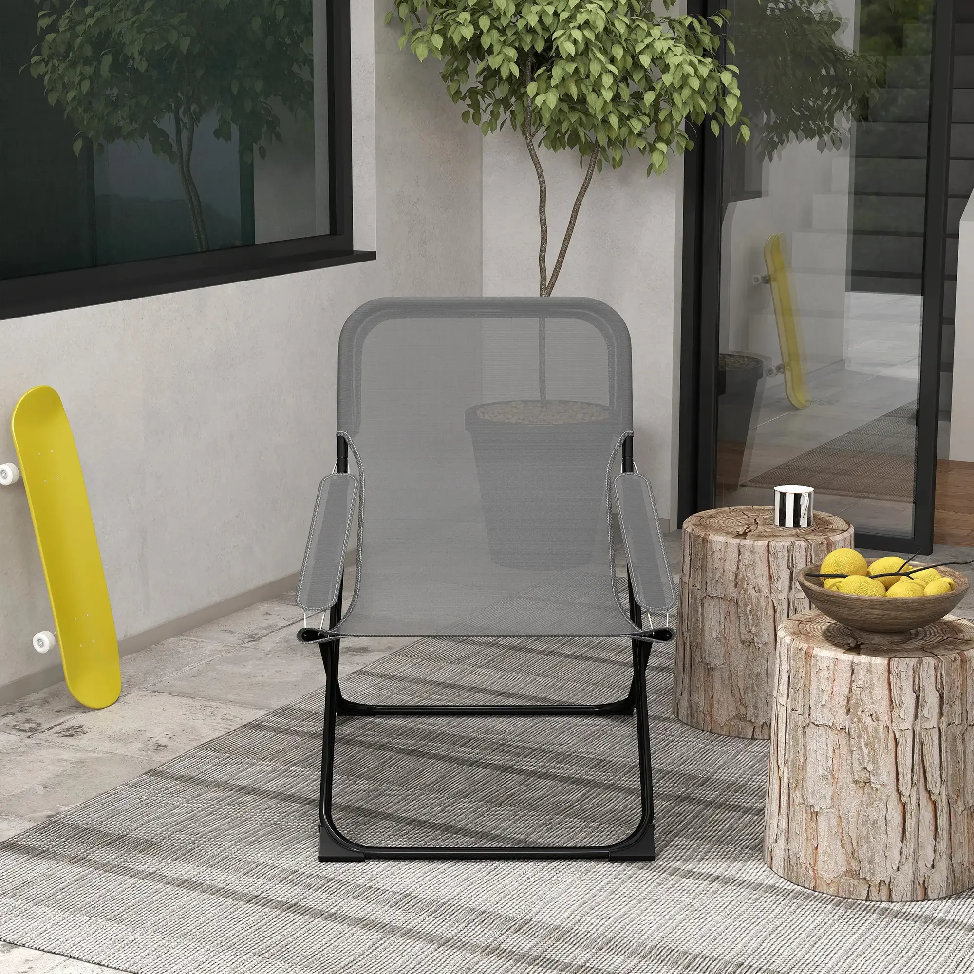 Scaun pliabil de gradina Outsunny 84G-373V00GY (Grey) - 8