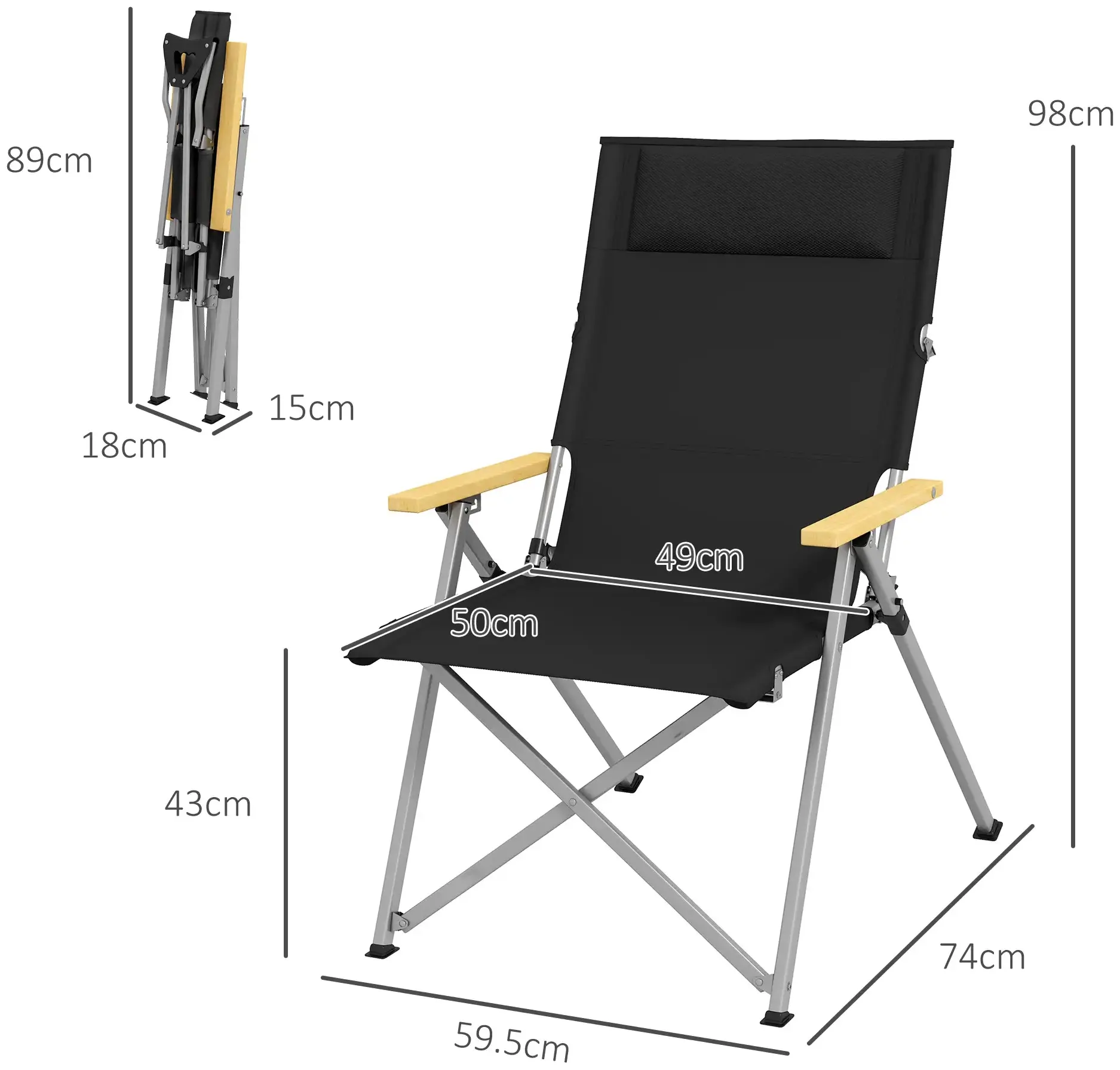 Складной садовый стул Outsunny A20-384V00BK (Black) - 5