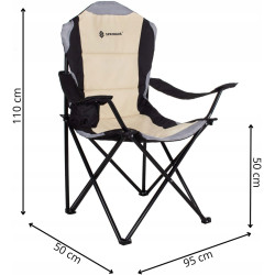 Scaun pliabil Springos Costa Premium XXL CS0005 (Beige/Black) Thumb