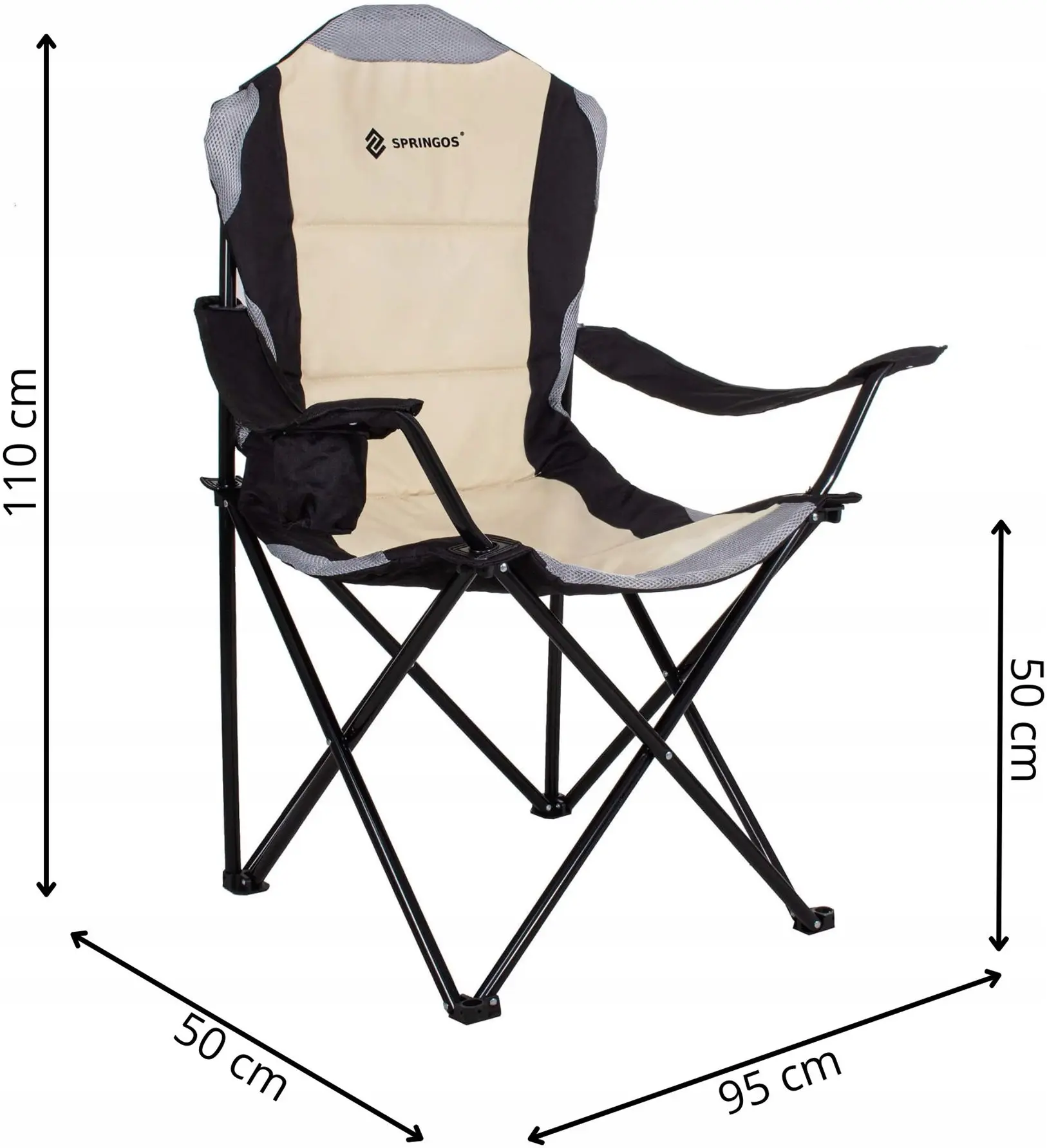 Scaun pliabil Springos Costa Premium XXL CS0005 (Beige/Black) - 10