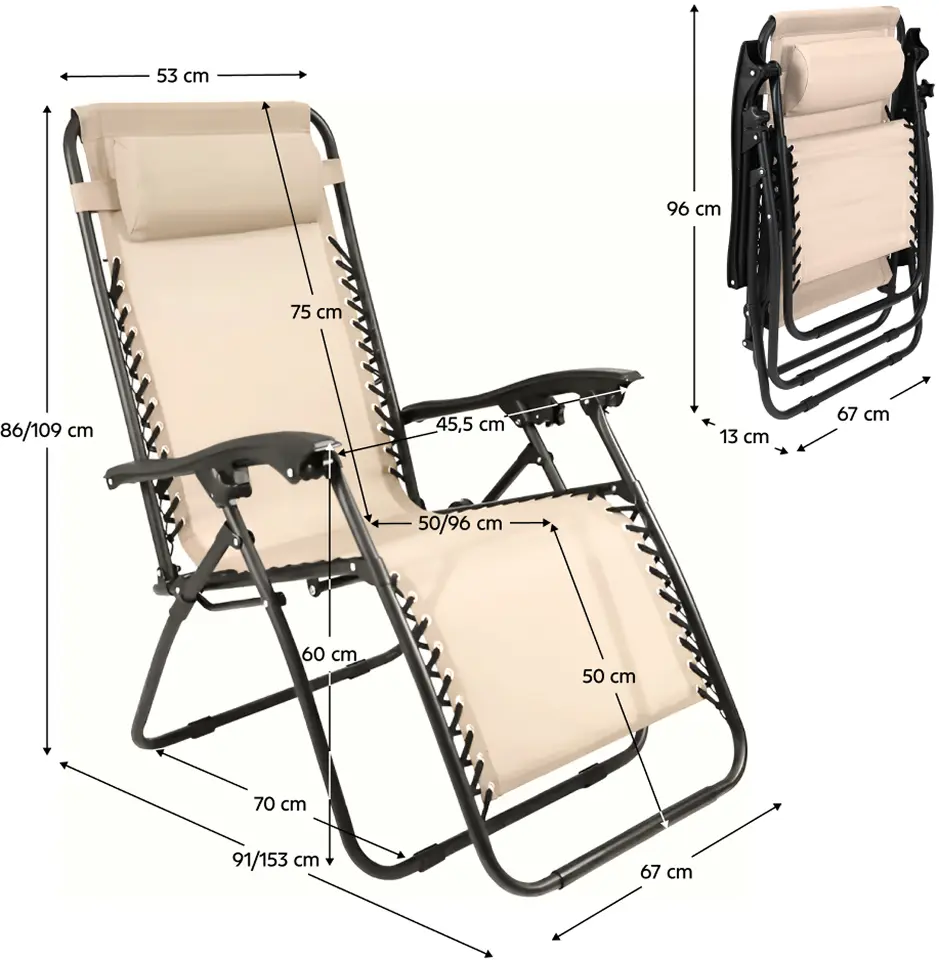 Scaun pliabil Tempo Kondela Gerald New (Beige/Black)