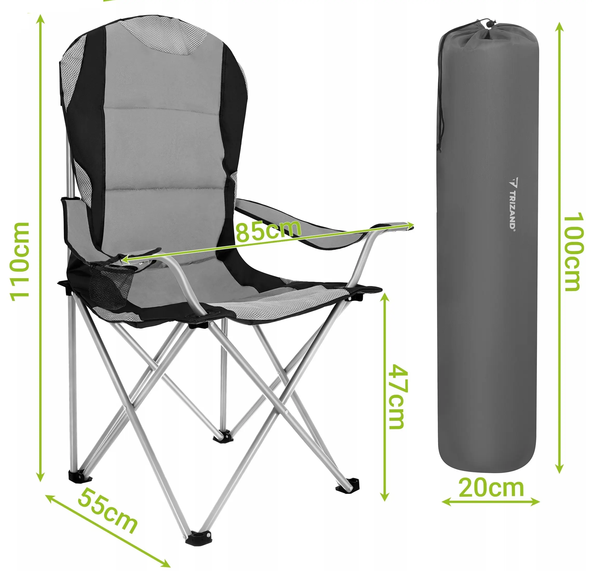 Scaun pliabil Trizand Freestyle 27519 (Grey/Black) - 8