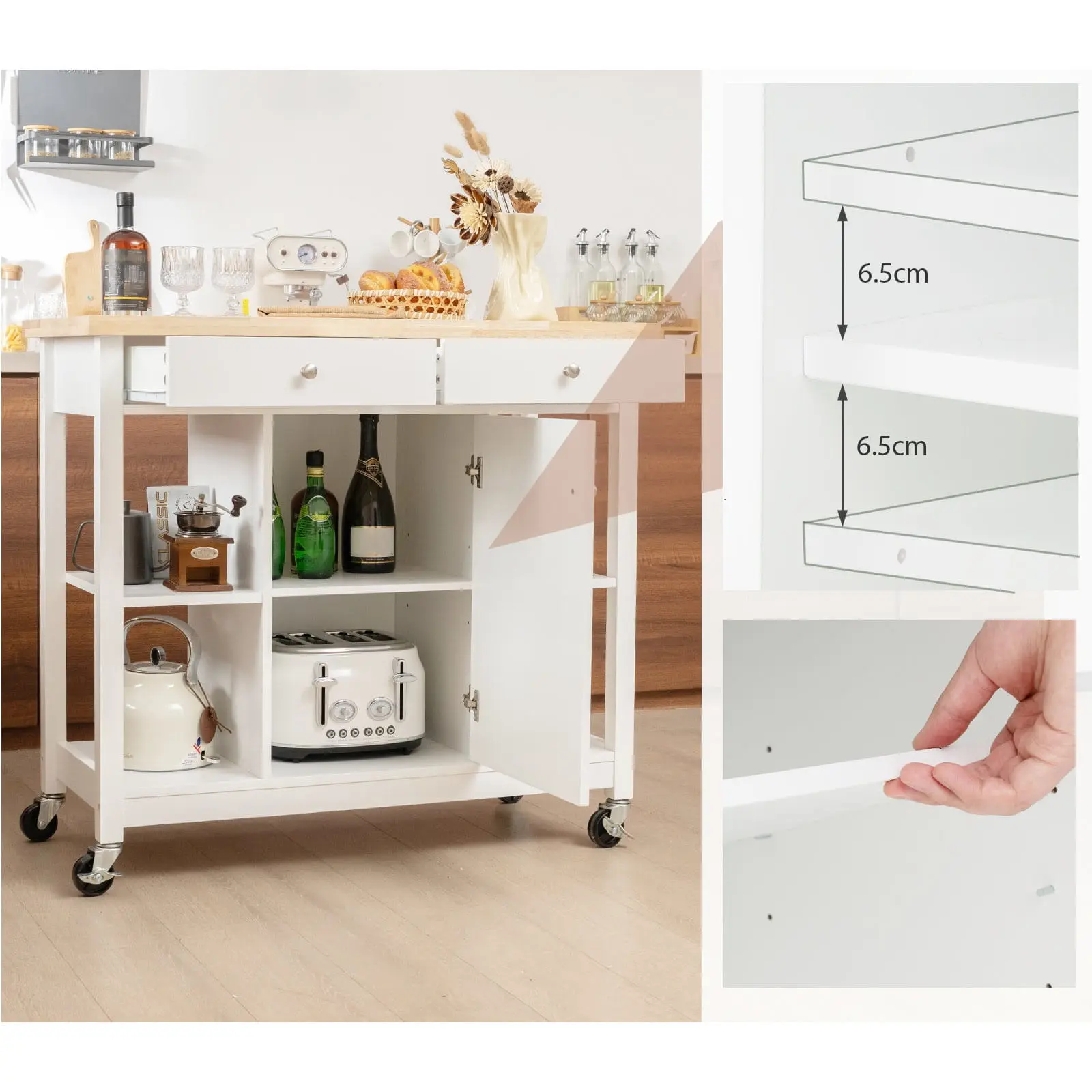 Сервировочная тележка Costway HW66222WH (White)