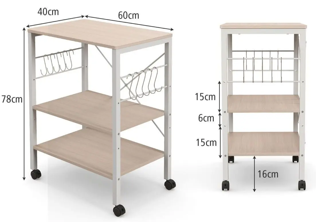 Сервировочная тележка Costway JV11012MS (Beige) - 4