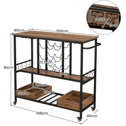 Сервировочная тележка Costway JV11558CF (Brown) Thumb