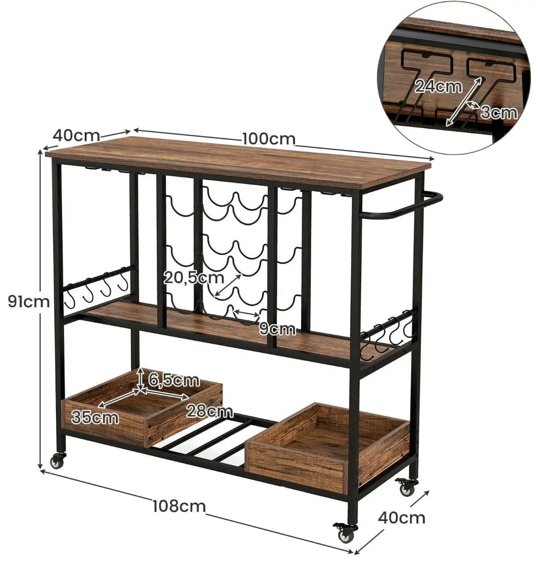 Сервировочная тележка Costway JV11558CF (Brown)