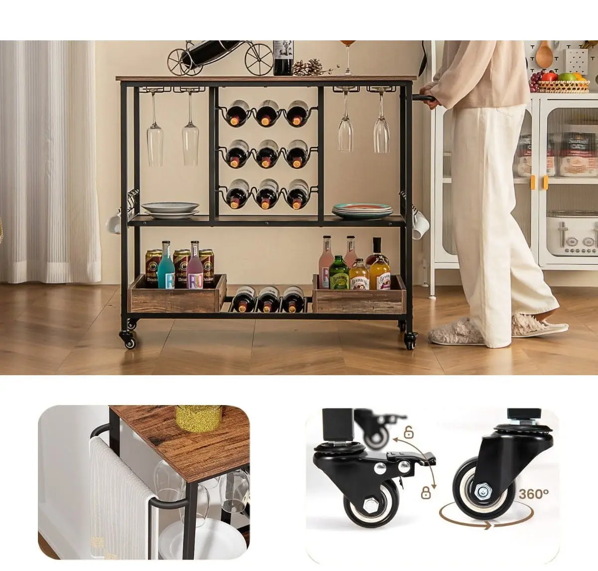 Сервировочная тележка Costway JV11558CF (Brown)