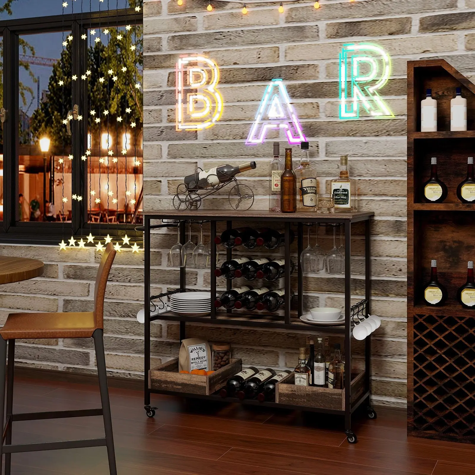 Carucior de servire Costway JV11558GR (Rustic Brown/Vintage Brown)