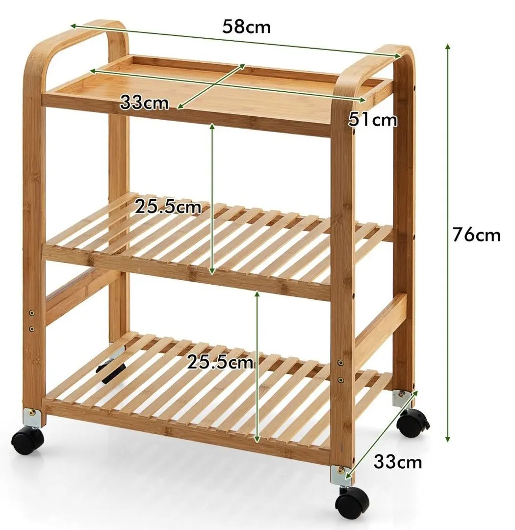 Carucior de servire Costway KC53797NA (Natural)