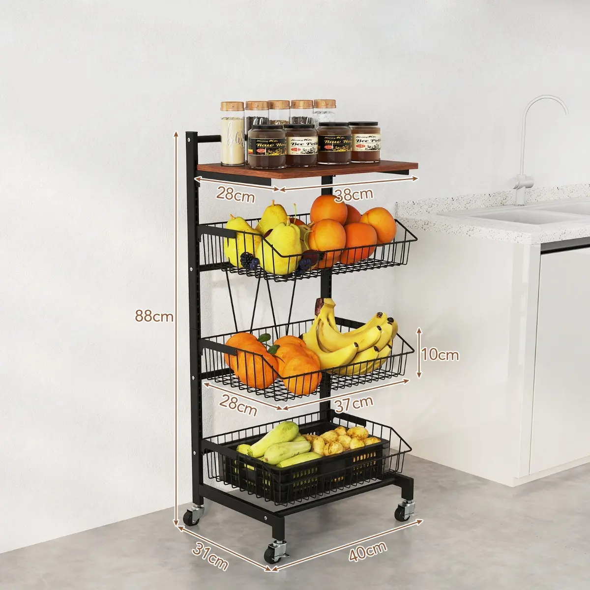 Сервировочная тележка Costway KC57348 (Black)