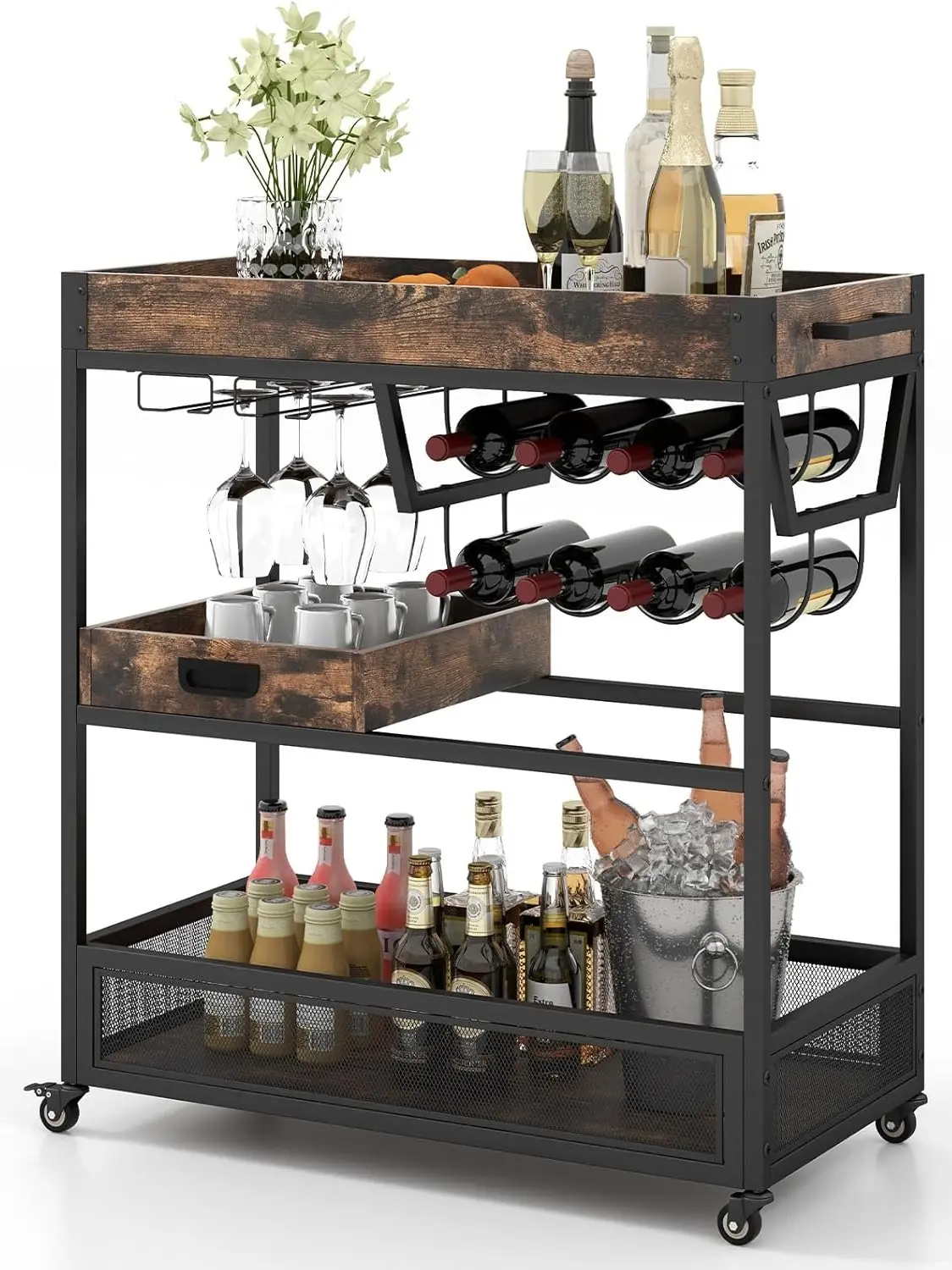 Carucior de servire Costway KC57410CF (Brown/Black)