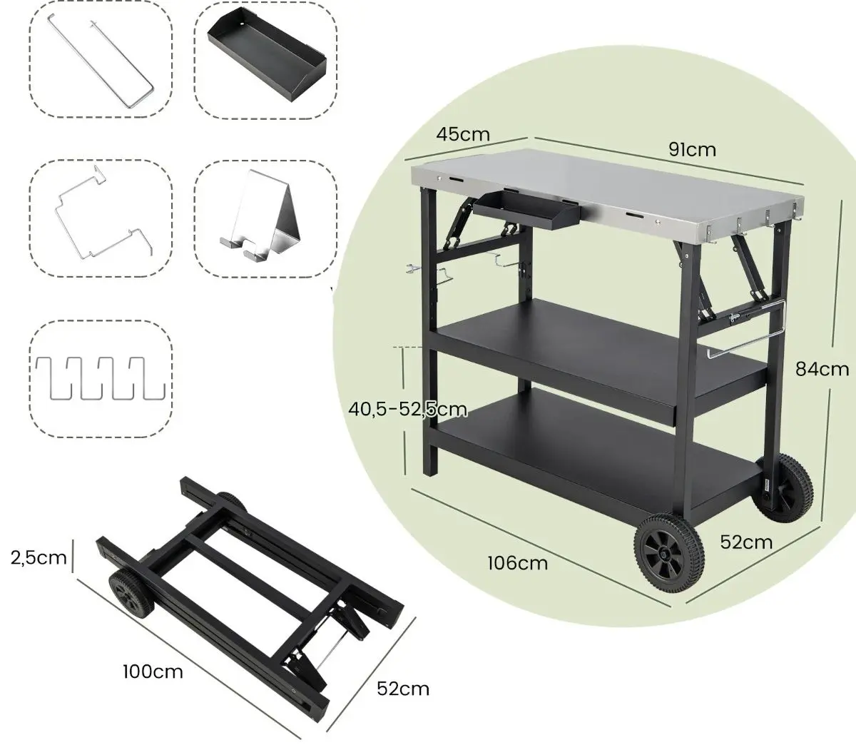 Carucior de servire Costway NP10812BK (Silver/Black)