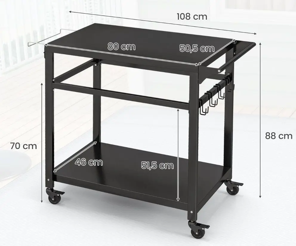 Carucior de servire Costway TH10058DK (Black)