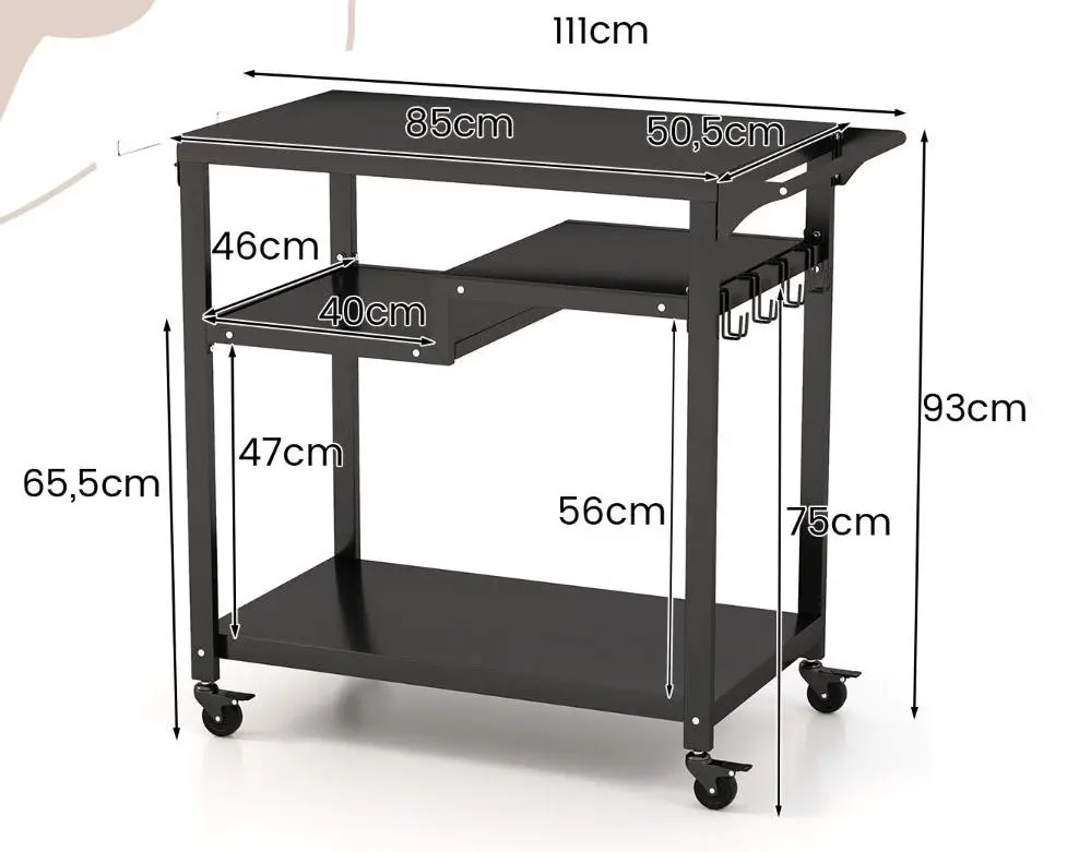 Carucior de servire Costway TH10059DK (Black) - 3