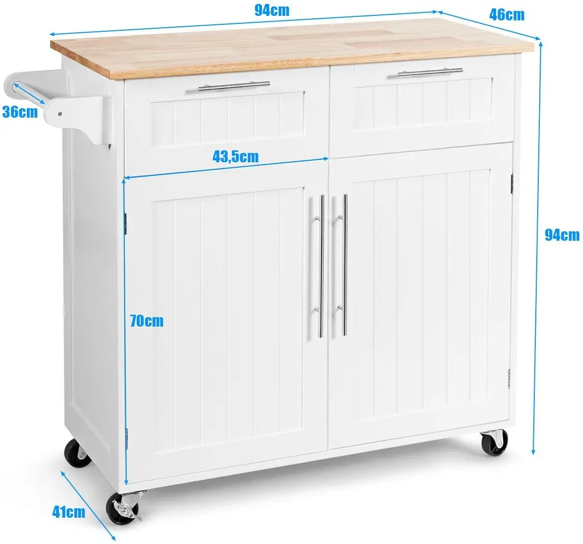 Dulap-carucior Costway HW55461WH (White)