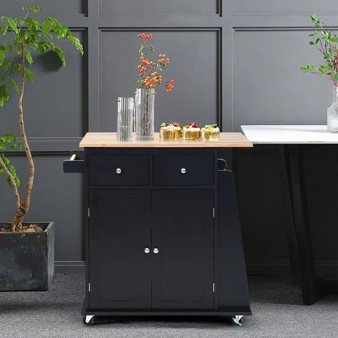 Шкафчик-тележка Costway HW65692BK (Black)