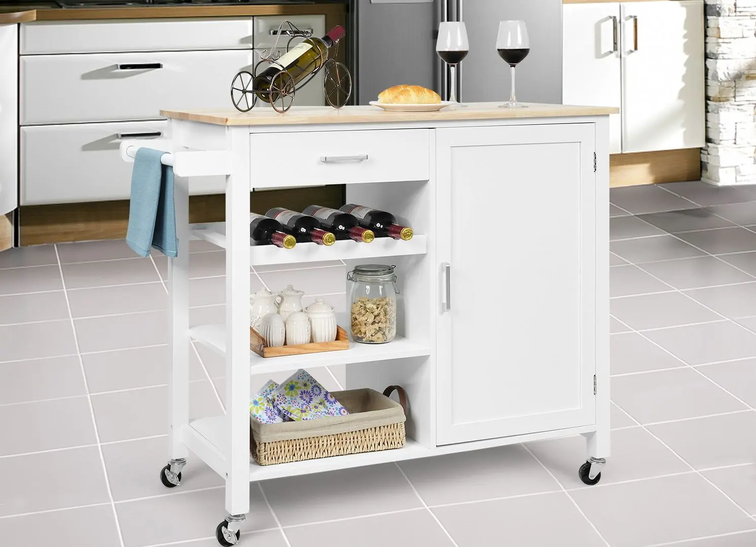 Шкафчик-тележка Costway HW66112WH (White)