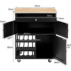 Шкафчик-тележка Costway HW67062DK (Black) Thumb