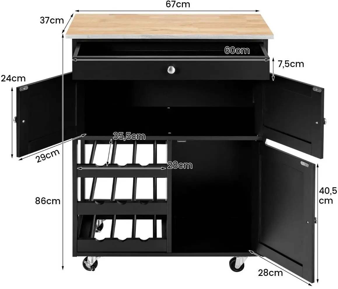 Шкафчик-тележка Costway HW67062DK (Black)