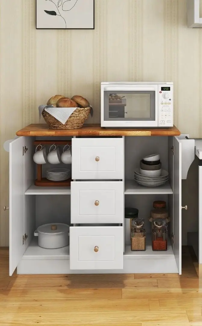 Сarucior de servire Costway KC54247WH (White/Wood) - 8