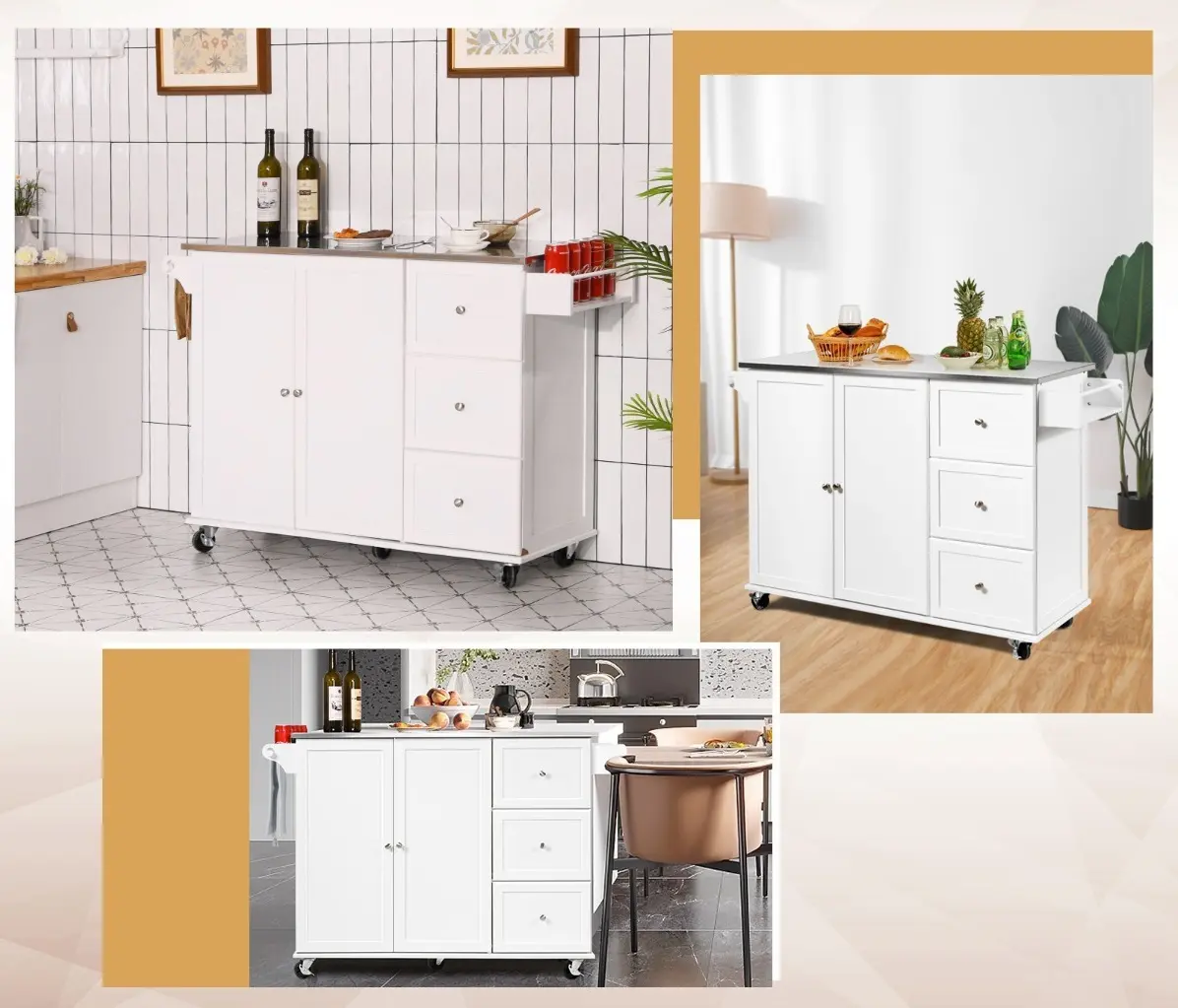 Шкафчик-тележка Costway KC55730WH (White)