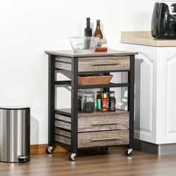 Сервировочный столик Homcom 801-196 60x50x84 cm (Oak/Black)