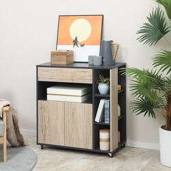 Шкафчик-тележка Homcom 801-027 (Natural/Black) Thumb