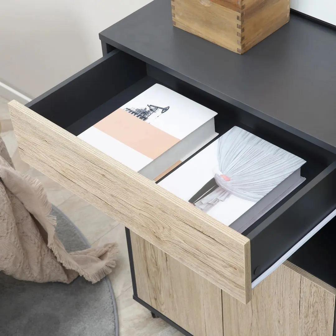 Шкафчик-тележка Homcom 801-027 (Natural/Black)