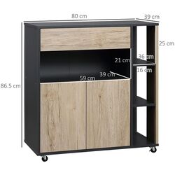 Шкафчик-тележка Homcom 801-027 (Natural/Black) Thumb