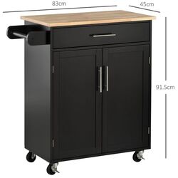 Шкафчик-тележка Homcom 801-112V80BK 83x91x45 cm (Black/Oak) Thumb
