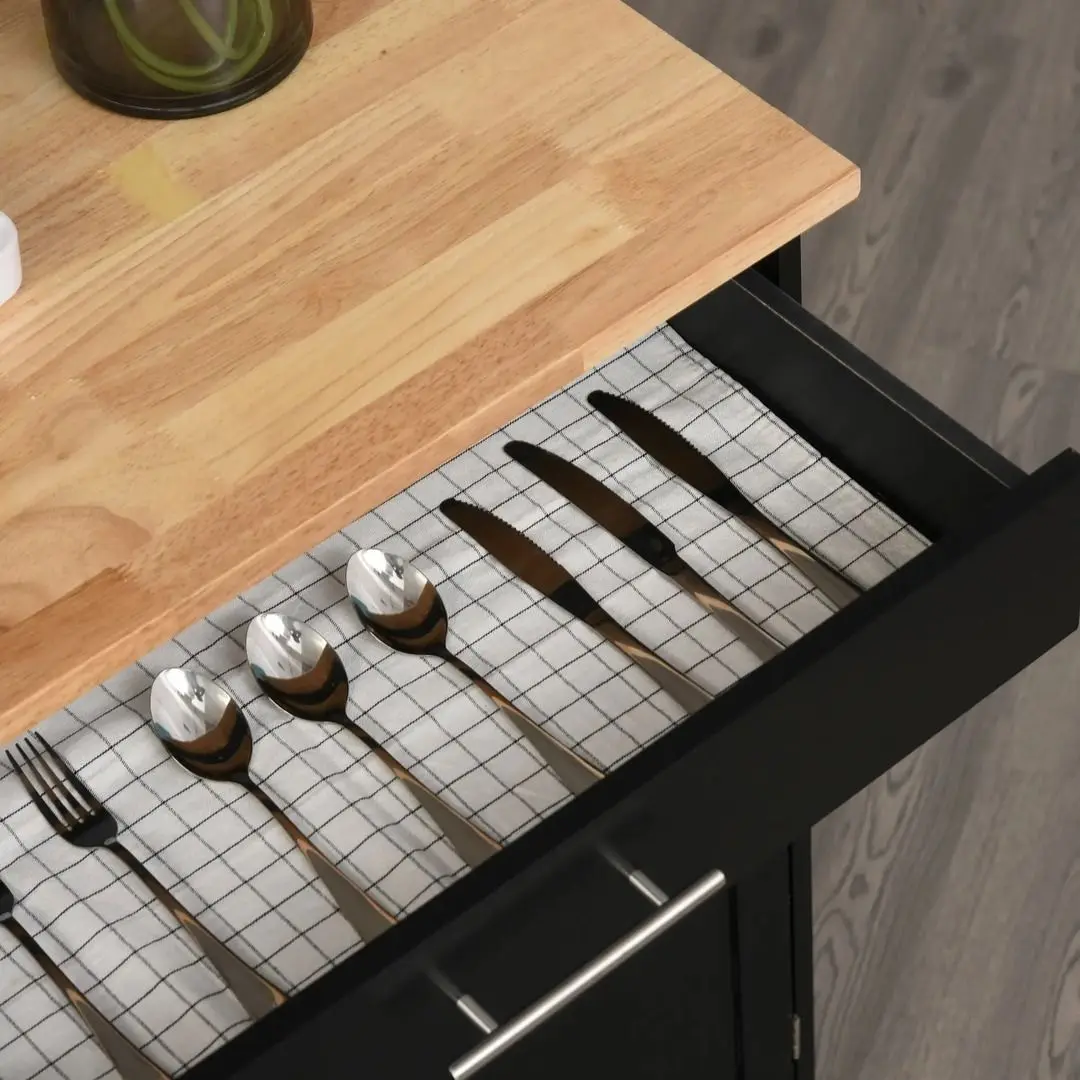 Шкафчик-тележка Homcom 801-112V80BK 83x91x45 cm (Black/Oak)