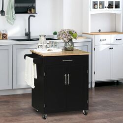 Шкафчик-тележка Homcom 801-112V80BK 83x91x45 cm (Black/Oak)