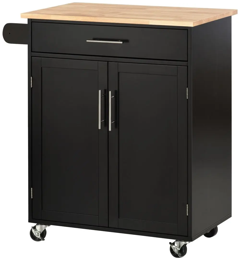 Шкафчик-тележка Homcom 801-112V80BK 83x91x45 cm (Black/Oak)