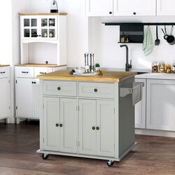 Шкафчик-тележка Homcom 801-161GY 111x44x82 cm (Grey/Oak)
