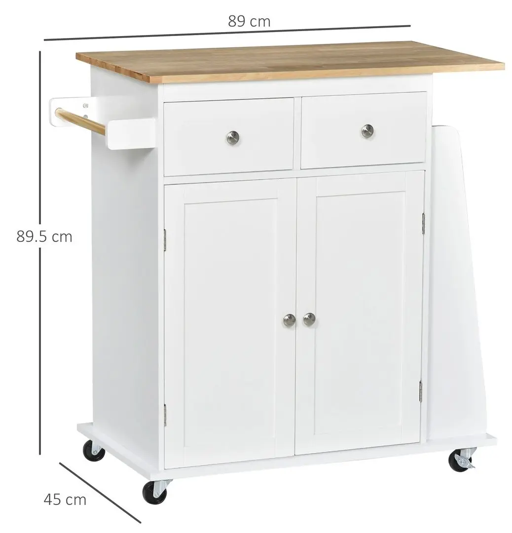 Dulap-carucior Homcom 801-163 89x45x89 cm (White/Oak)