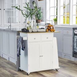 Шкафчик-тележка Homcom 801-163 89x45x89 cm (White/Oak)
