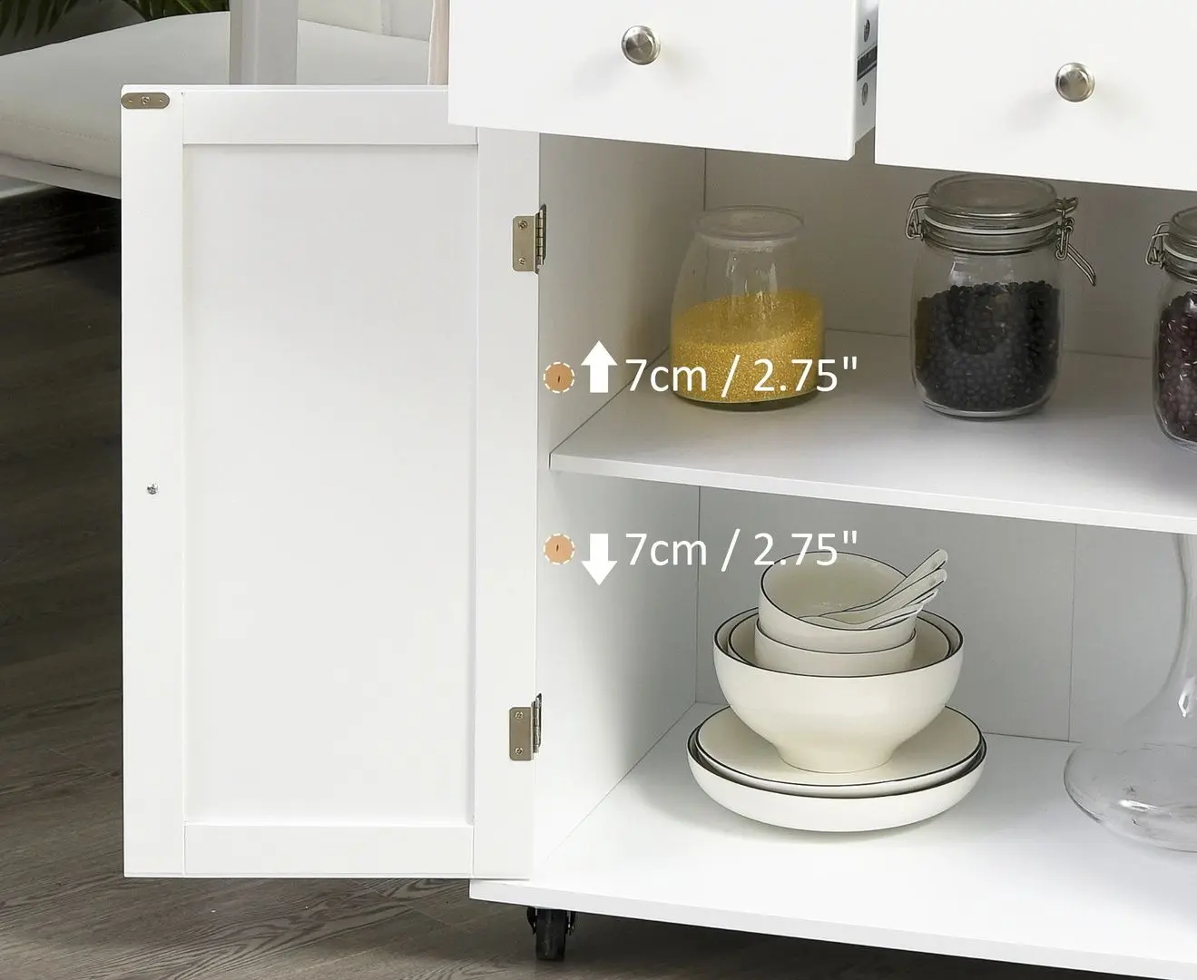 Dulap-carucior Homcom 801-163 89x45x89 cm (White/Oak)