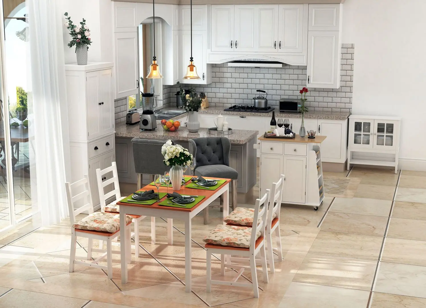 Dulap-carucior Homcom 801-163 89x45x89 cm (White/Oak)